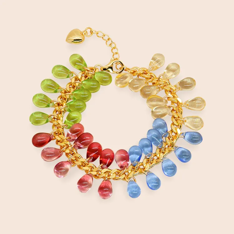 ANNELE WORLD Annele-Sugar High Bracelet
925 silver plated with 18K yellow gold, handmade glass