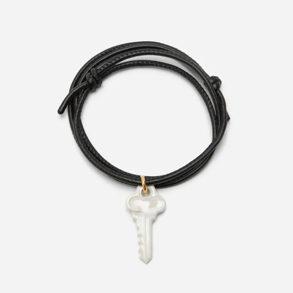 ANDRES GALLARDO-KEY LEATHER CORD-White Key Ceramic Necklace (Leather Cord)