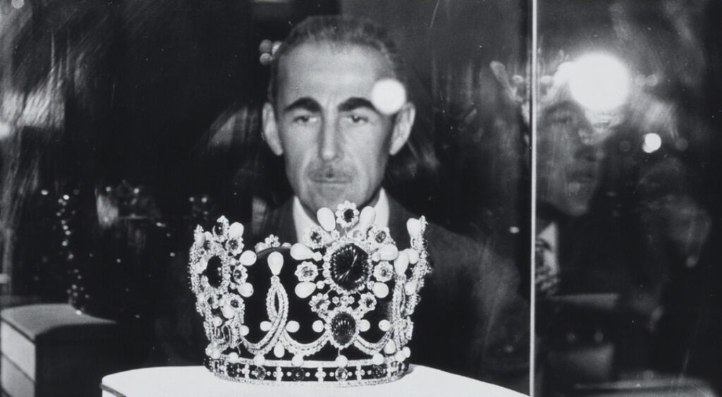 Pierre Arpels in front of Farah Pahlavi's coronation crown, 1967 Van Cleef & Arpels archives