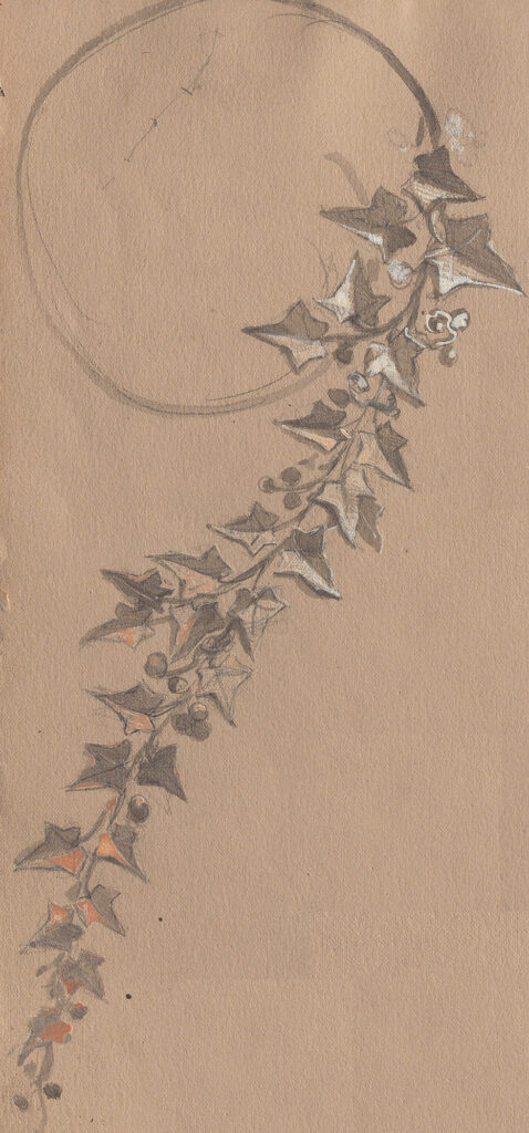 The first sketch of the Ivy Question Mark Necklace by Paul Legrand, 1879
©Boucheron Archives