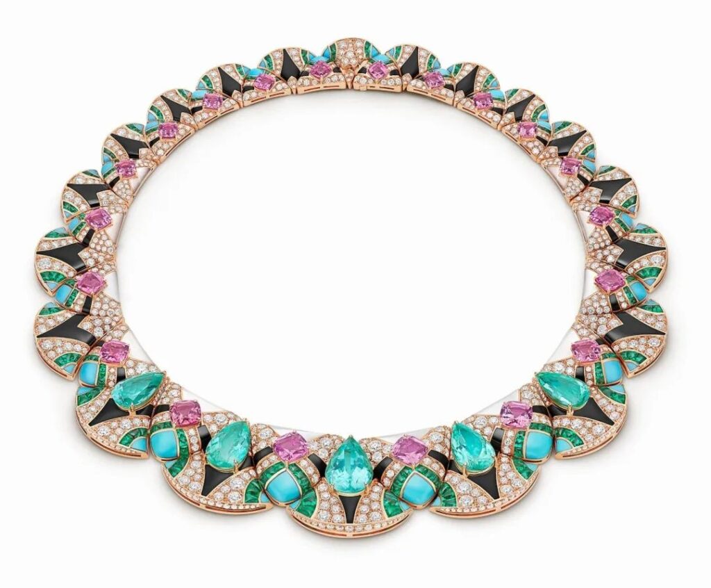 Bvlgari
Aeterna High Jewelry Collection
Mosaic of Time Necklace
Paraiba tourmaline, mother-of-pearl, turquoise, emerald, diamond, agate, tourmaline