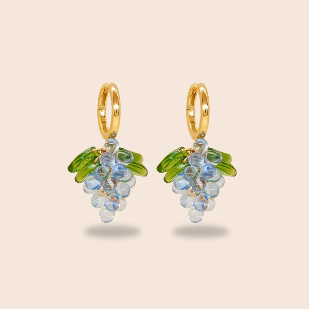 ANNELE WORLD  Annele-Blueberry Jelly Earrings
925 silver plated with 18K yellow gold, handmade glass