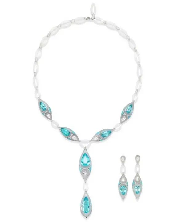 Boghossian Inlay Necklace
Paraiba tourmaline, crystal, turquoise, diamonds, chalcedony