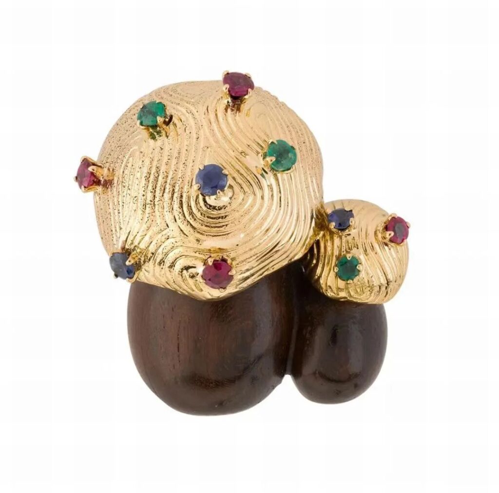 Mushroom Gold Brooch