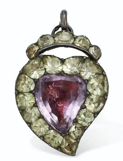 Antique amethyst and peridot pendant, 18th century