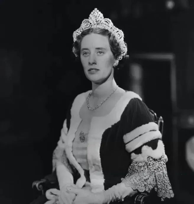 The fourth Duchess of Westminster, wife of the 2nd Duke, wearing the Halo Tiara.