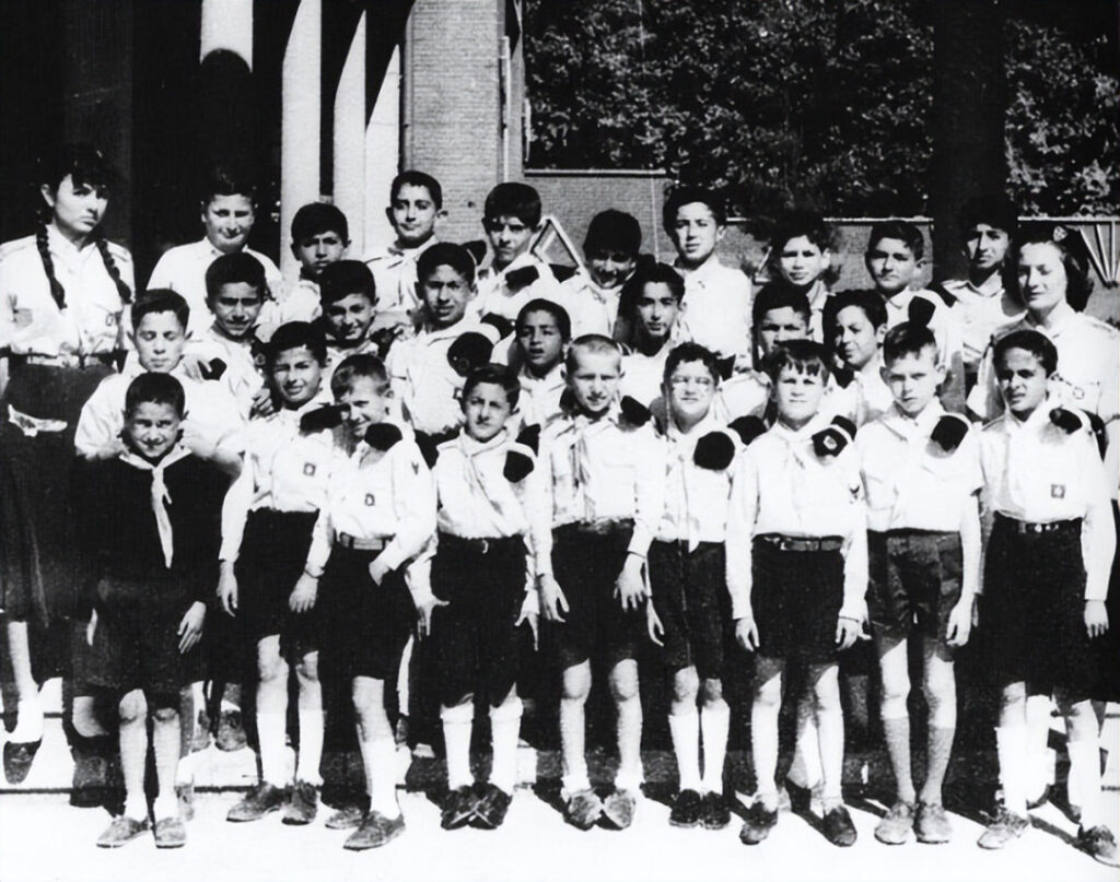 In 1955, Farah Diba (far left) with a group of Iranian Boy Scouts