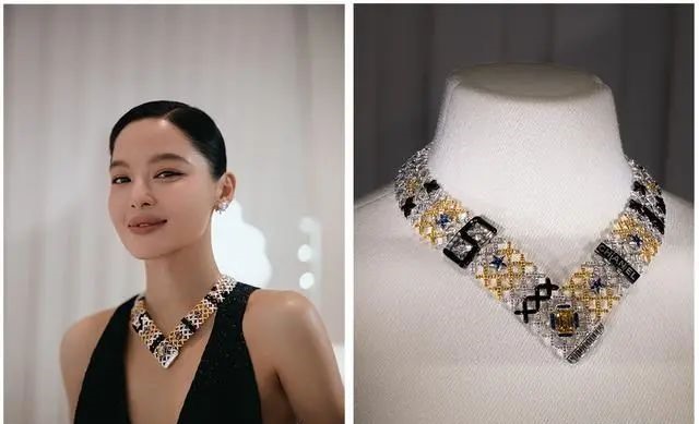 Xin Zhilei wearing the QUILTED STARS necklace
White gold, yellow gold, set with diamonds, yellow diamonds, sapphires, and onyx
1 emerald-cut yellow diamond, 7.06 carats, FVOY VSI grade