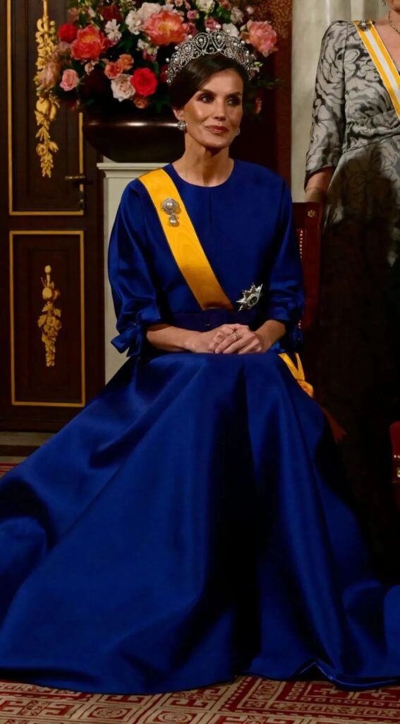 Queen Letizia of Spain wearing the Pearl Diamond Loop Tiara