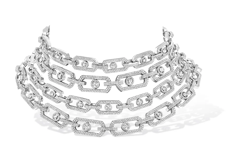 Messika So Move series white gold multi-loop necklace