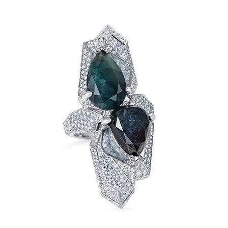 Rubeus Milano 18K gold, alexandrite, diamond, and crystal ring