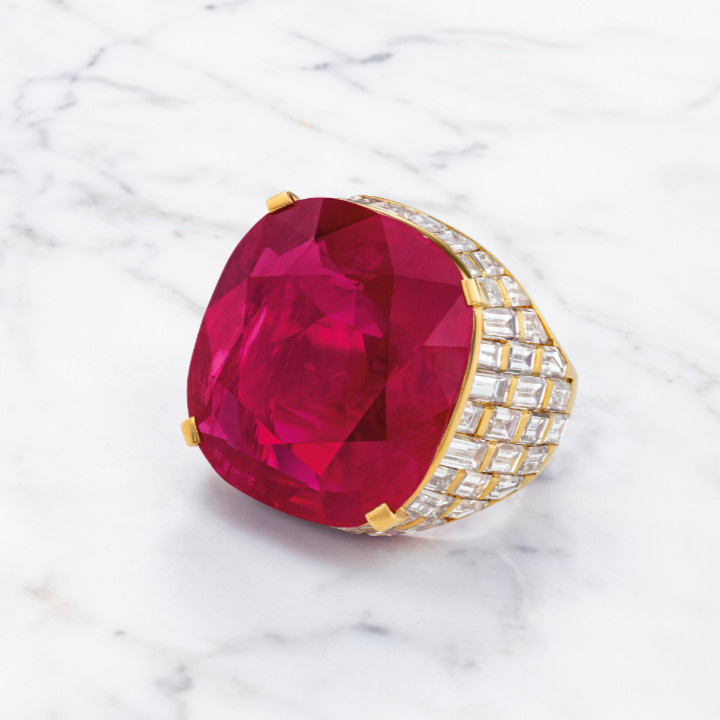 21.88-Carat Ruby and Diamond Ring