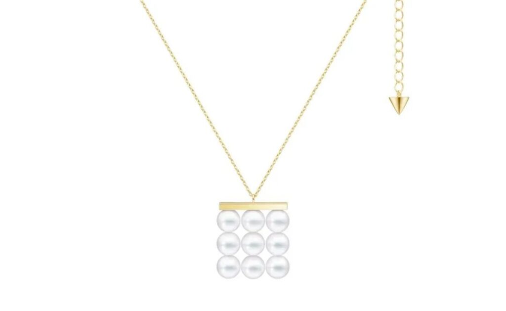 balance build necklace; Akoya pearls, 18K yellow gold