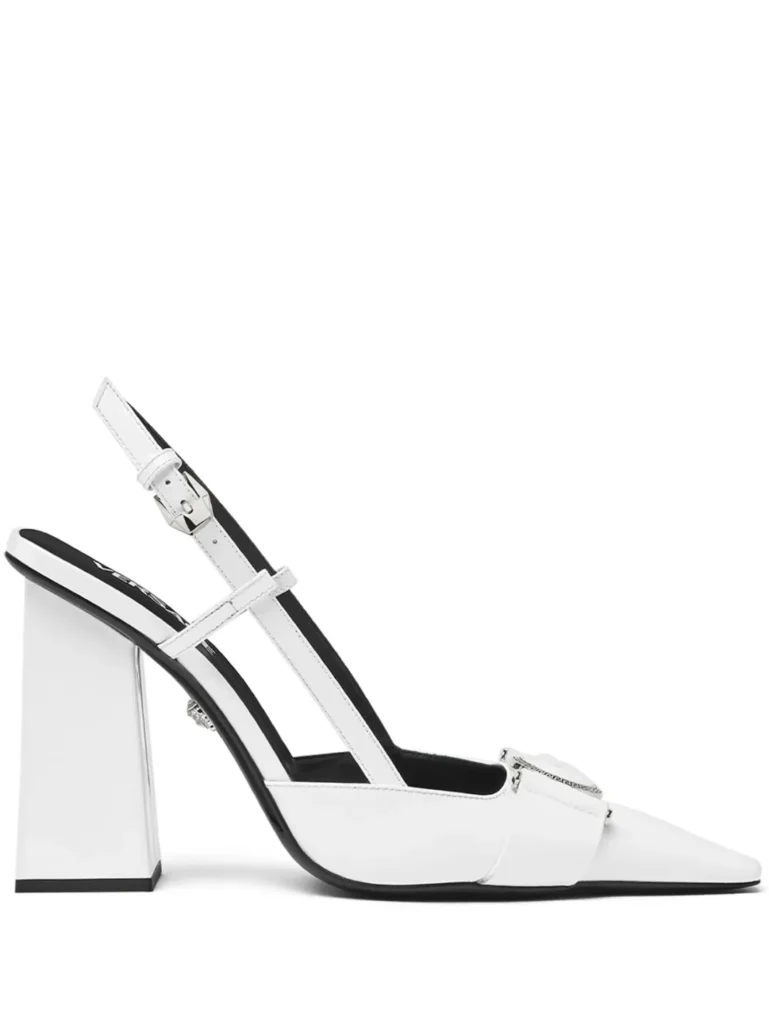 Versace Medusa Head White Leather High Heels