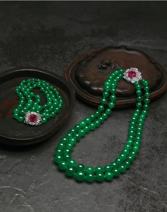 Cartier jadeite, ruby, and diamond set