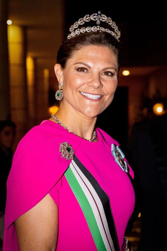 Crown Princess Victoria of Sweden wearing the Boucheron Laurel Wreath Tiara