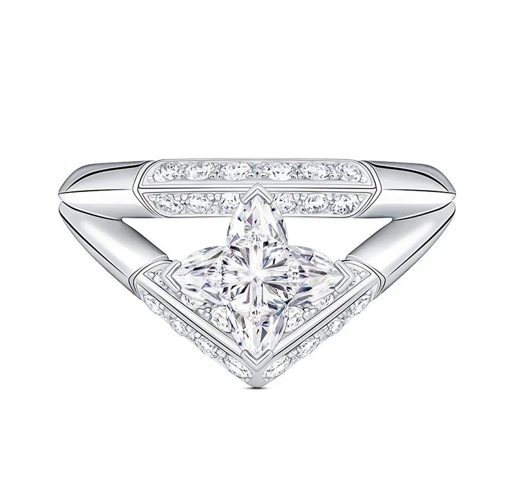 LV Diamonds Pavé Double Platinum Ring, by Louis Vuitton