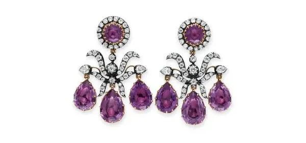 
Catherine the Great wearing amethyst Girandole earrings