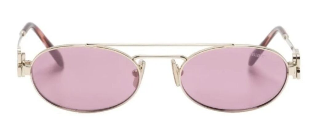 Miu Miu Pink Logo Oval Frame Sunglasses