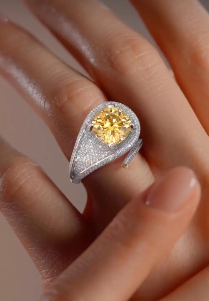 A dazzling yellow sapphire ring.