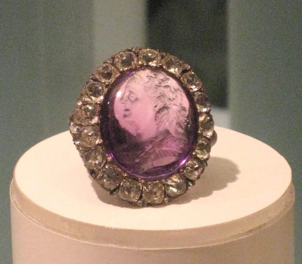 Amethyst ring engraved with Catherine the Great's profile portrait