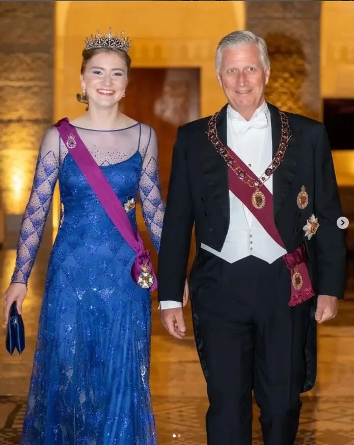 Crown Princess Elisabeth of Belgium with her father