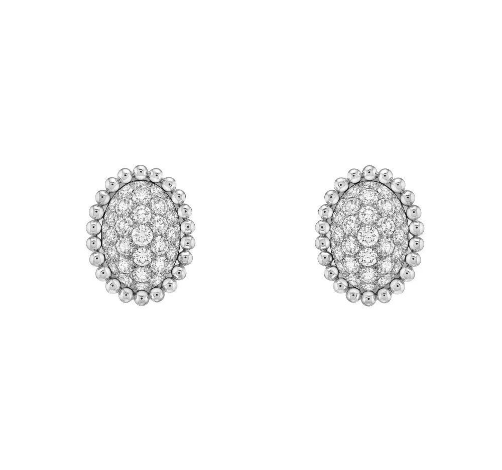 Perlée Diamonds platinum earrings, by Van Cleef & Arpels