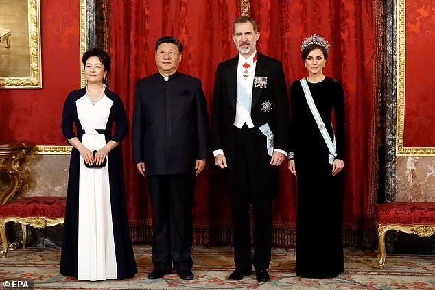 Queen Letizia of Spain wearing the Pearl Diamond Loop Tiara for the first time at the Chinese state banquet in Madrid