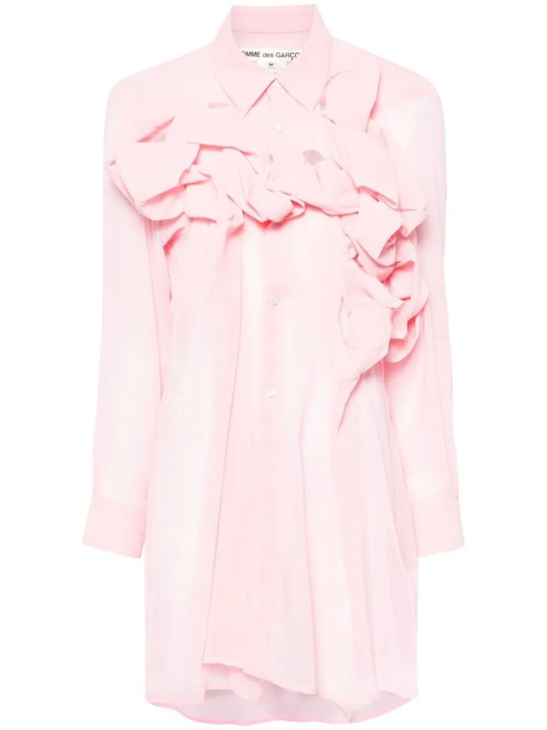 Comme Des Garçons Pink Ruffled Sheer Overlay