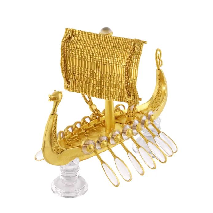 Loren Teetelli 
Viking Longship
22K gold, crystal