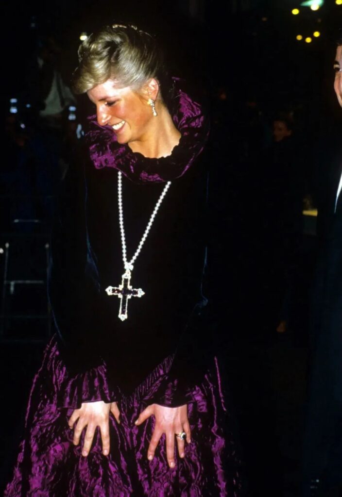 Princess Diana wearing the "Attallah Cross" Amethyst Pendant