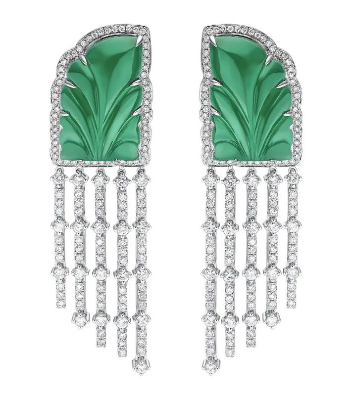 Fei Liu Fine Jewellery
18K white gold, emerald, and diamond earrings