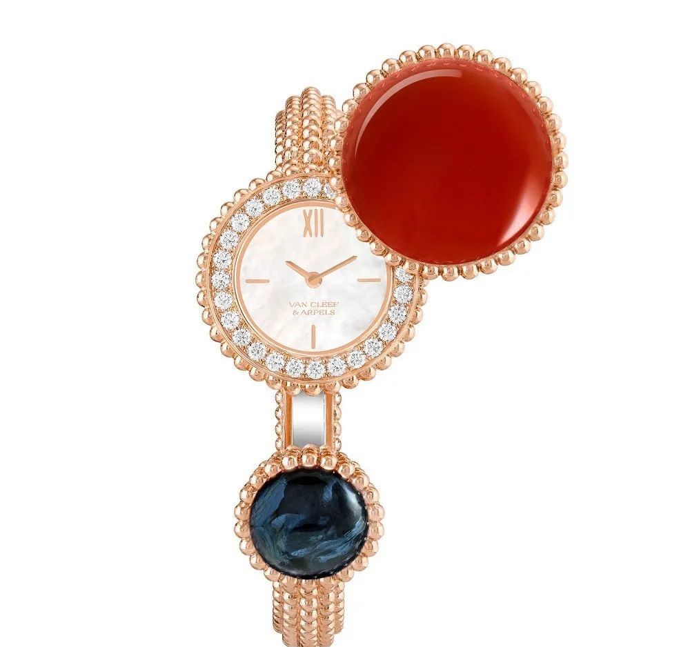 Perlée Toi & Moi rose gold cuff watch, by Van Cleef & Arpels