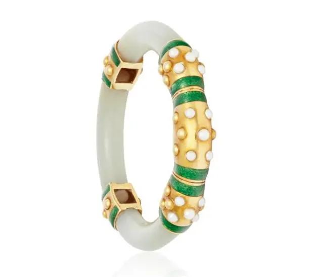 David Webb gold-mounted jade bangles