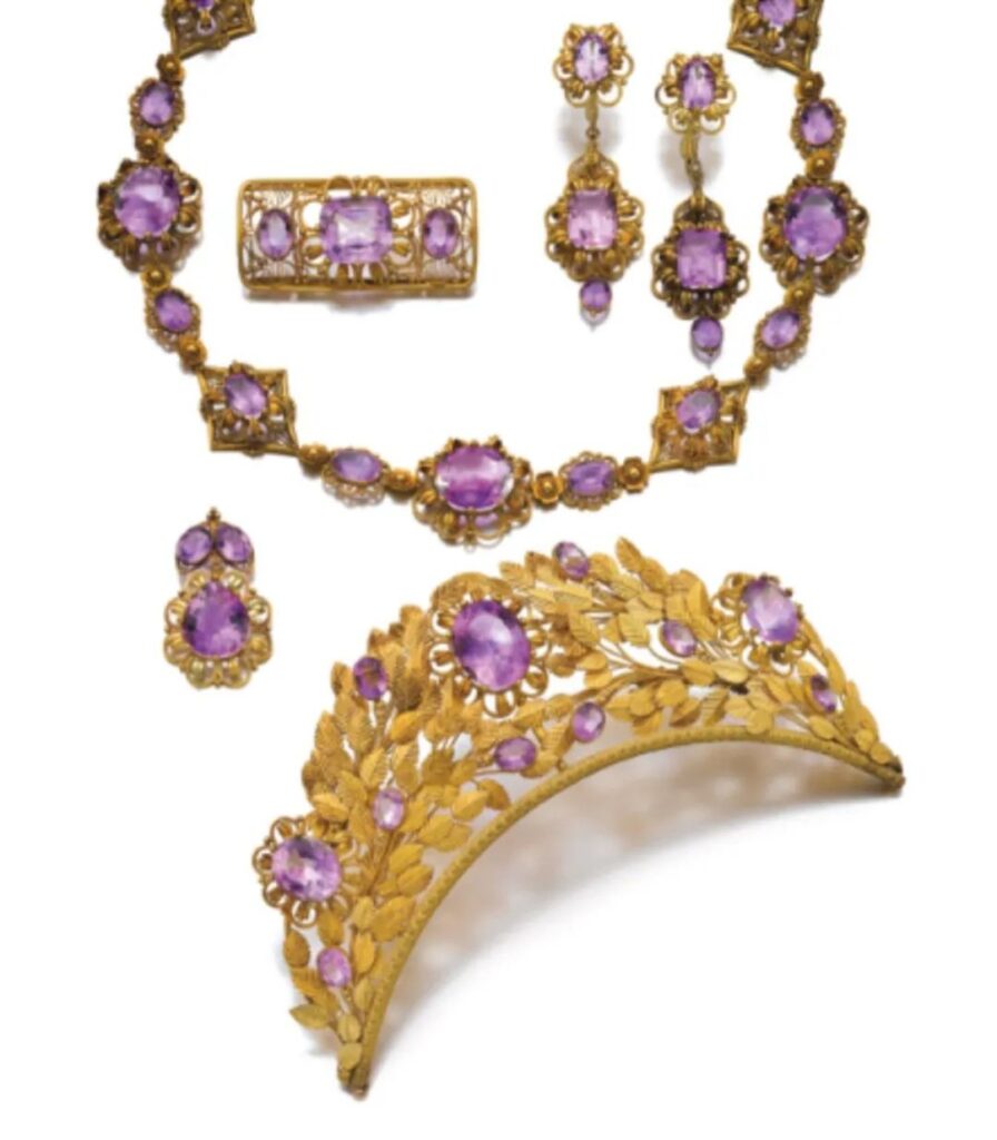 Amethyst parure designed by Austrian court jeweler Köchert, circa 1835