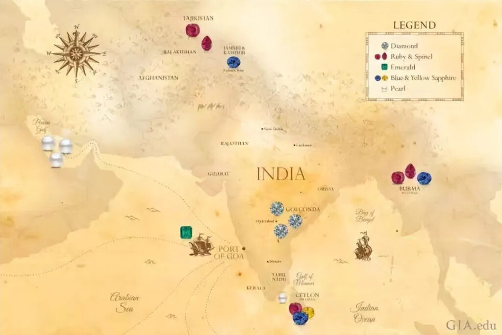 Indian gemstone sources and origins (Source: GIA)