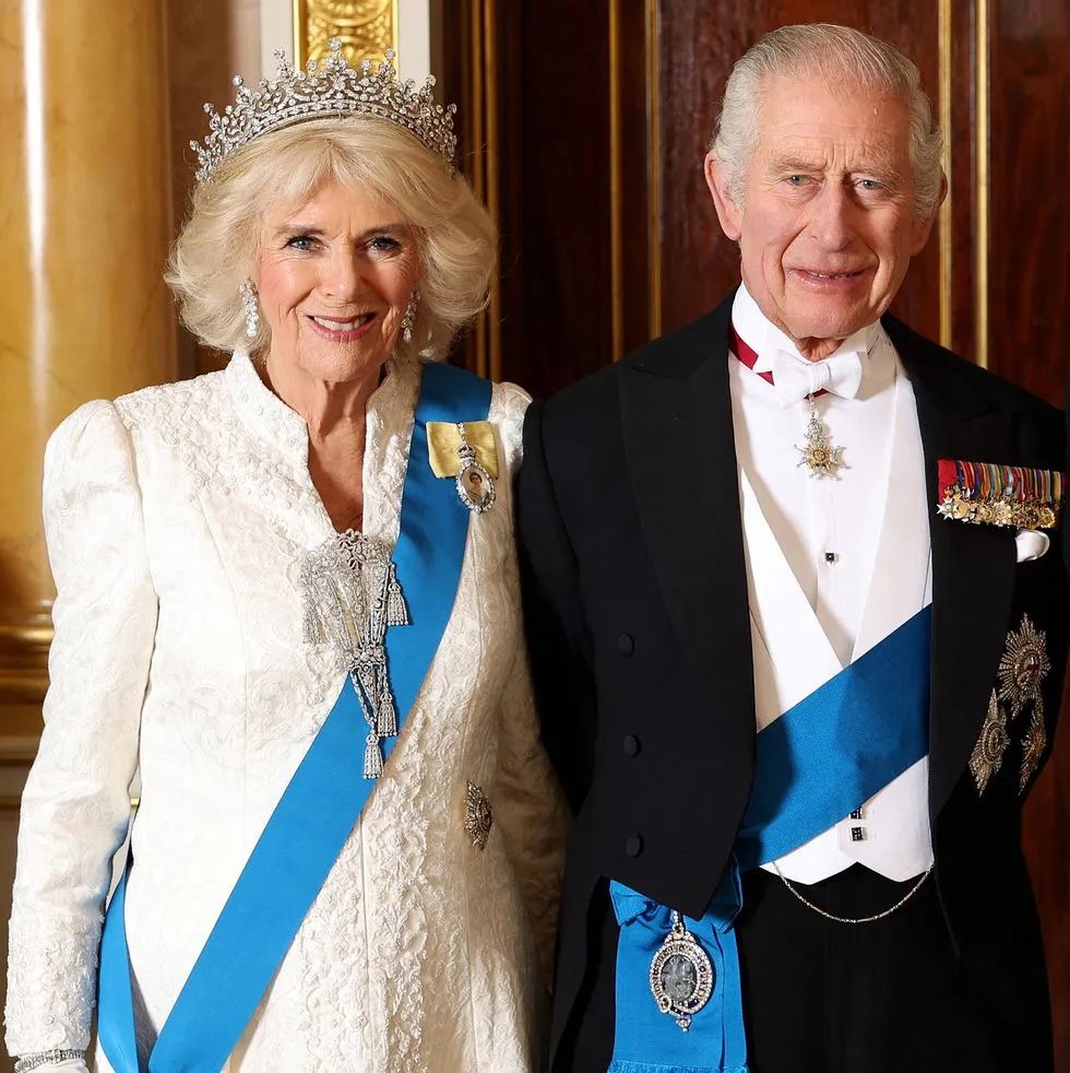 Camilla wearing a stomacher brooch