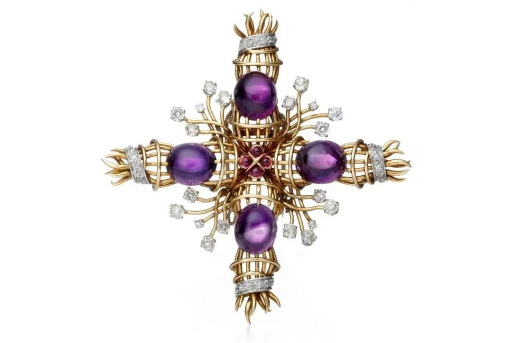 Jean Schlumberger for Tiffany & Co. gold, amethyst, and diamond brooch
From Slim Keith's collection