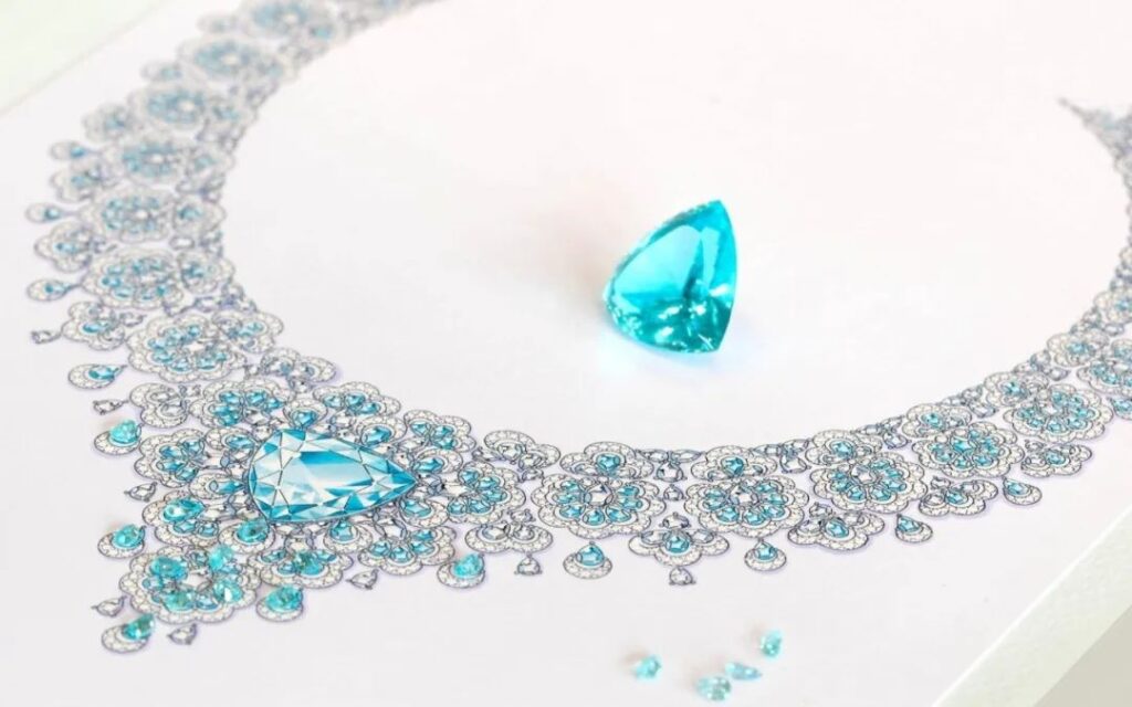 Chopard
Precious Lace High Jewelry Collection
Majestic Paraiba Necklace
Featuring a 34.63-carat Paraiba tourmaline as the main stone