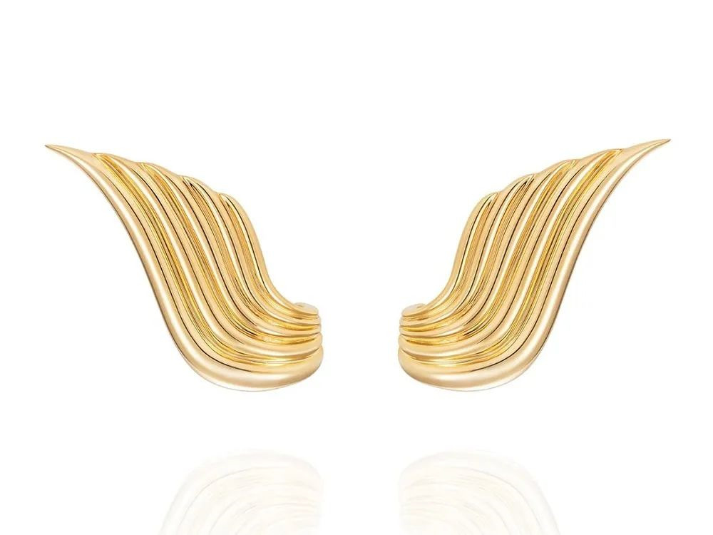 Fernando Flame series
Gold earrings
The gold surface is mirror-polished, with the ends of the curves naturally transitioning into pointed shapes