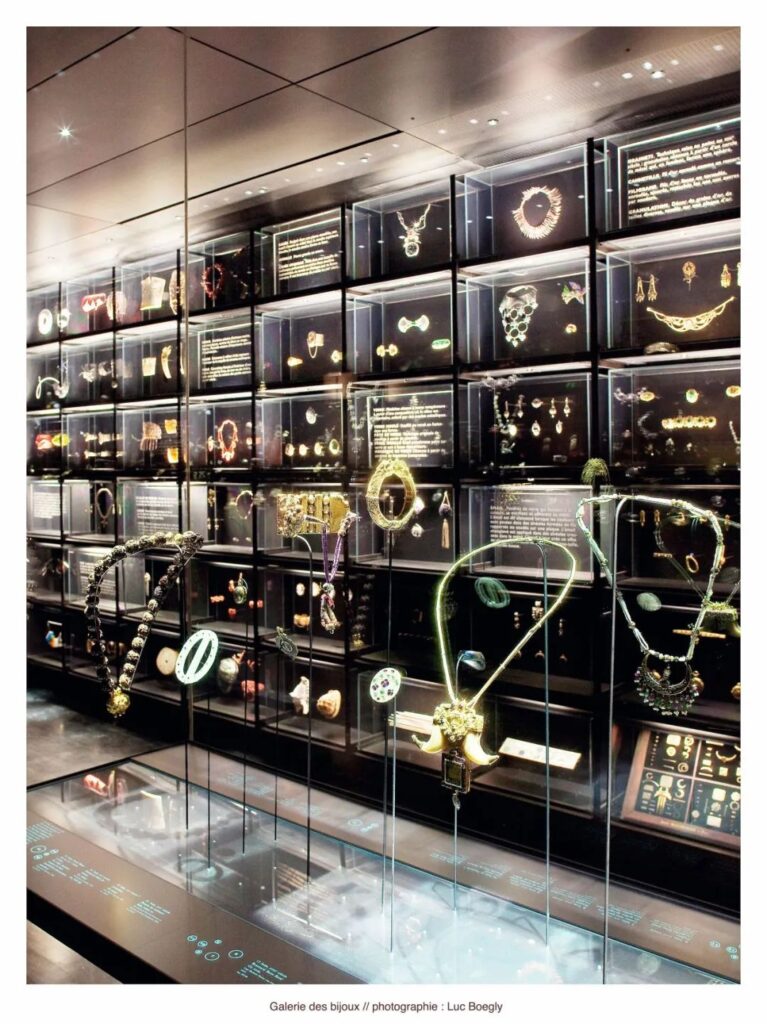 Interior of the jewelry gallery at the Musée des Arts Décoratifs