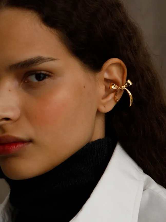 ANDRES GALLARDO-BOW-Gold Bow Gold-plated Ear Cuff