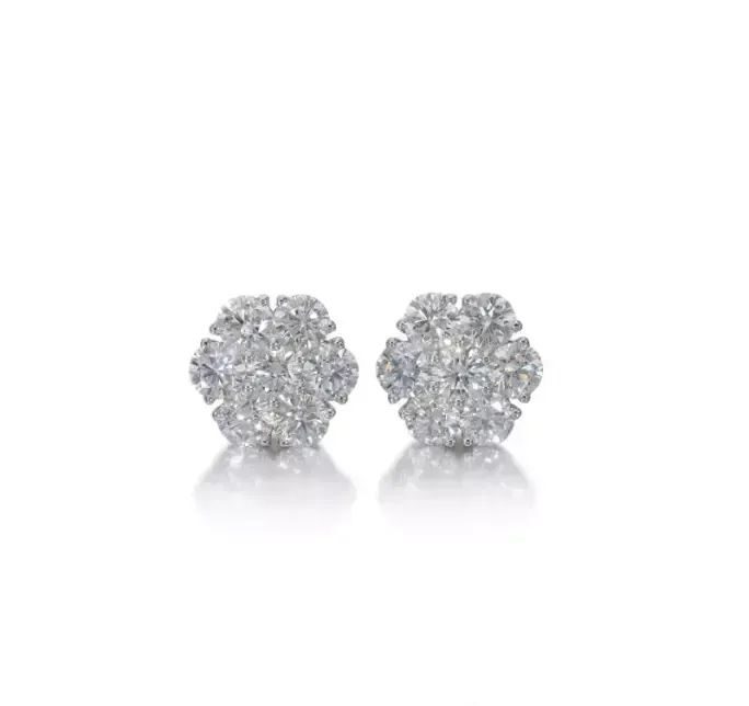 Platinum and 4.25-carat diamond earrings