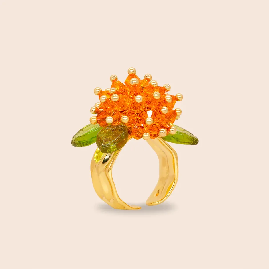 ANNELE WORLD Annele-Tiger Lily Ring
925 silver plated with 18K yellow gold, handmade glass