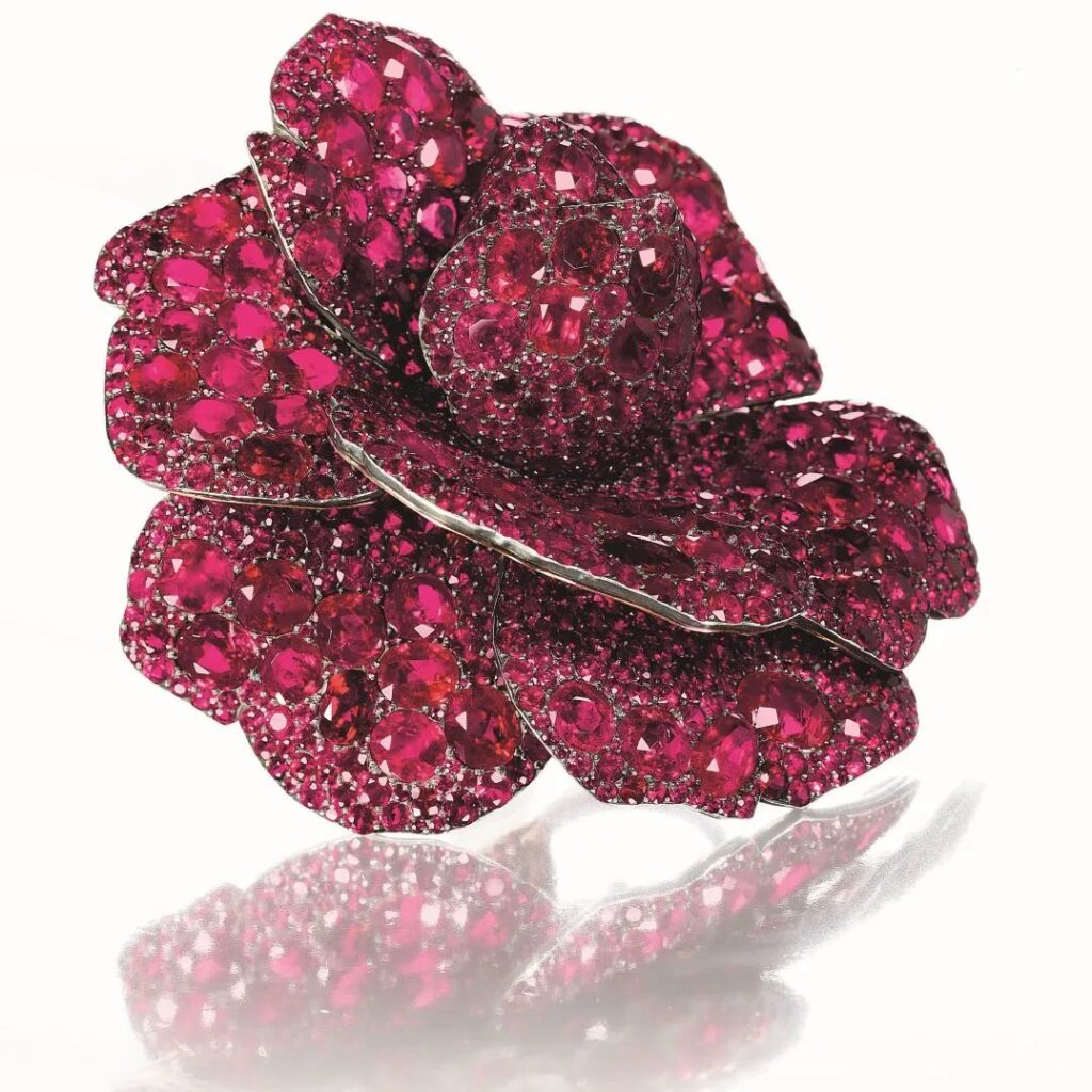 Camella ruby camellia brooch