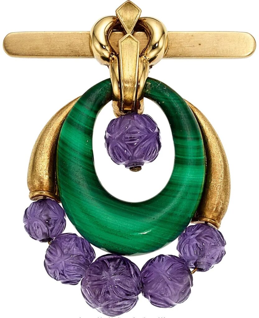 David Webb amethyst and malachite pendant