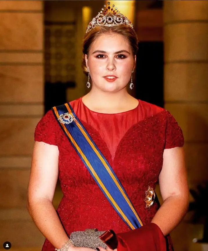 Crown Princess Catharina-Amalia of the Netherlands wearing the Ruby Peacock Tiara