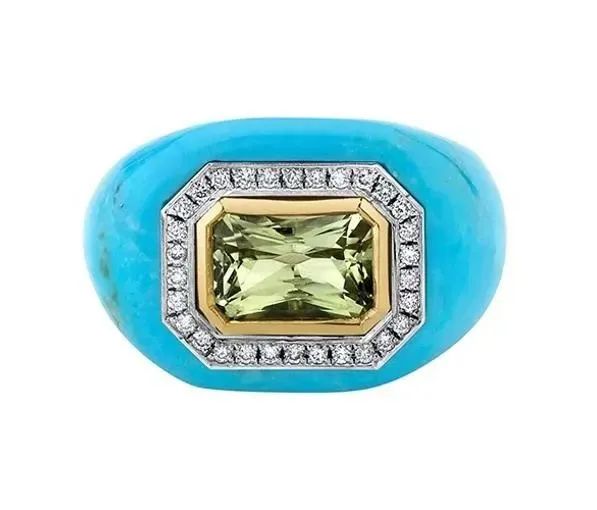 Emily P Wheeler
Chubby Ring
18K yellow gold, white gold, turquoise, diamonds, chrysoberyl