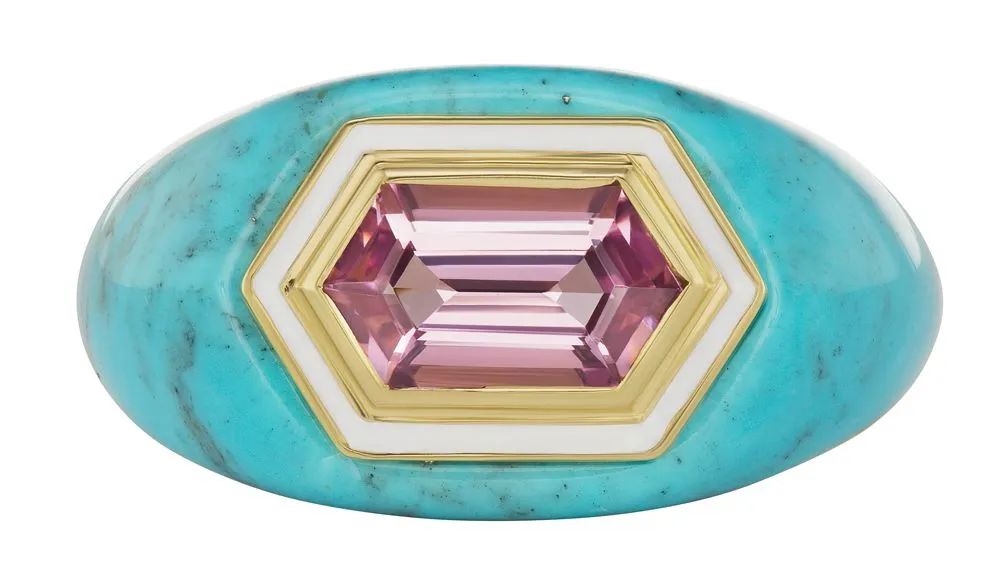 Emily P Wheeler
Chubby Ring
18K yellow gold, turquoise, spinel, enamel