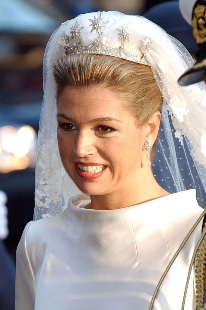 Queen Máxima wearing the Diamond Star Tiara at her wedding